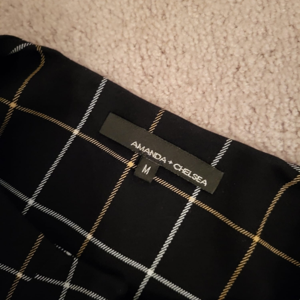 Amanda & Chelsea Black Open Front Checked Blazer - Picture 2 of 2